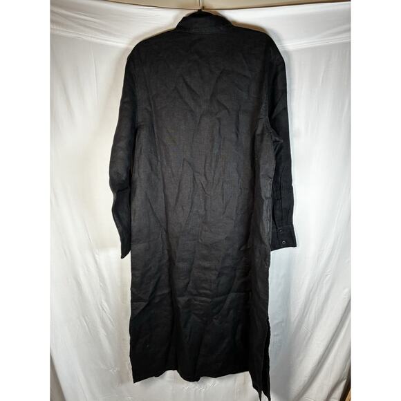 The Drop Fiona M Black 100% Linen Long Sleeve Button Down Midi Shirt Dress - Picture 7 of 8